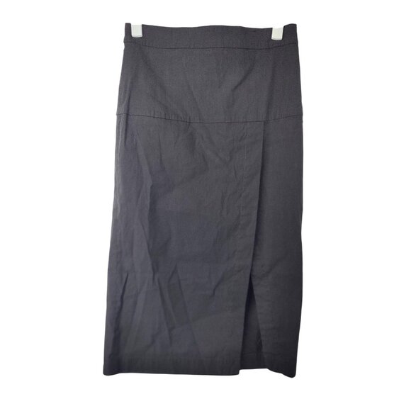Anthropologie Linen Blend Black Skirt with Slit Size 4 - Picture 1 of 9